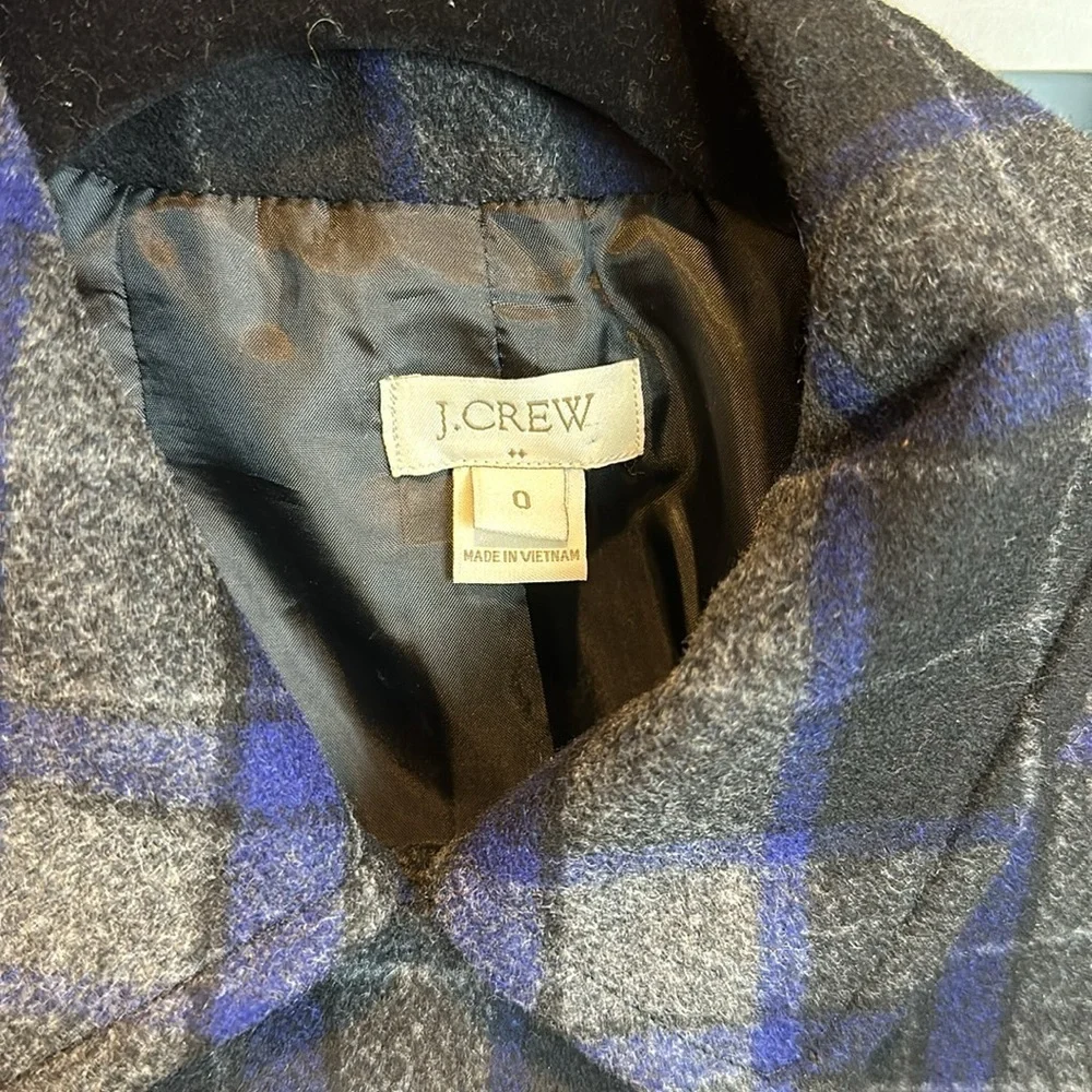 J Crew blue/gray/black plaid pea coat size XS - Picture 2 of 5
